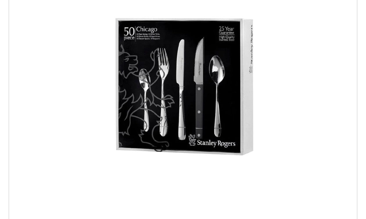 Stanley Rogers Chicago 50 Piece Cutlery Set with Steak Knives S/S