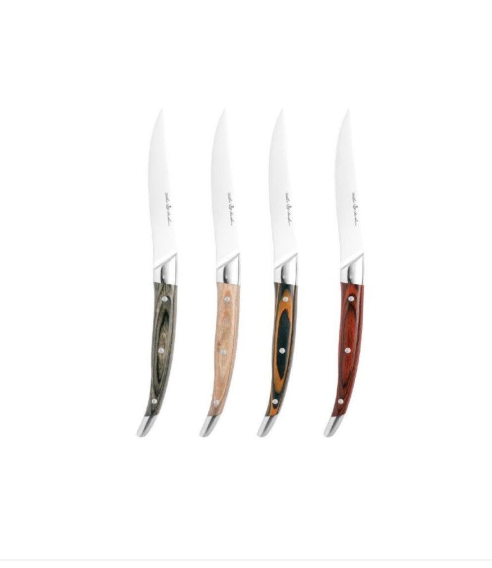 4-Piece Steak Knife Set 120mm Straight Blade Wilkie Brothers – 4-Colour Handle